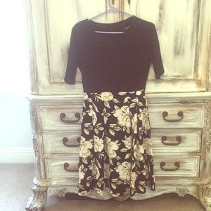 Black and flower print dress